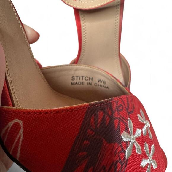 Disney x Her Universe Lilo & Stitch Tiki Red Peep Toe Heels Size 8 - Picture 11 of 12